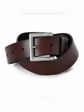 Rolf's Mens Brown Leather Belt Sz M Burnished Silver Square Buckle Dress Casual